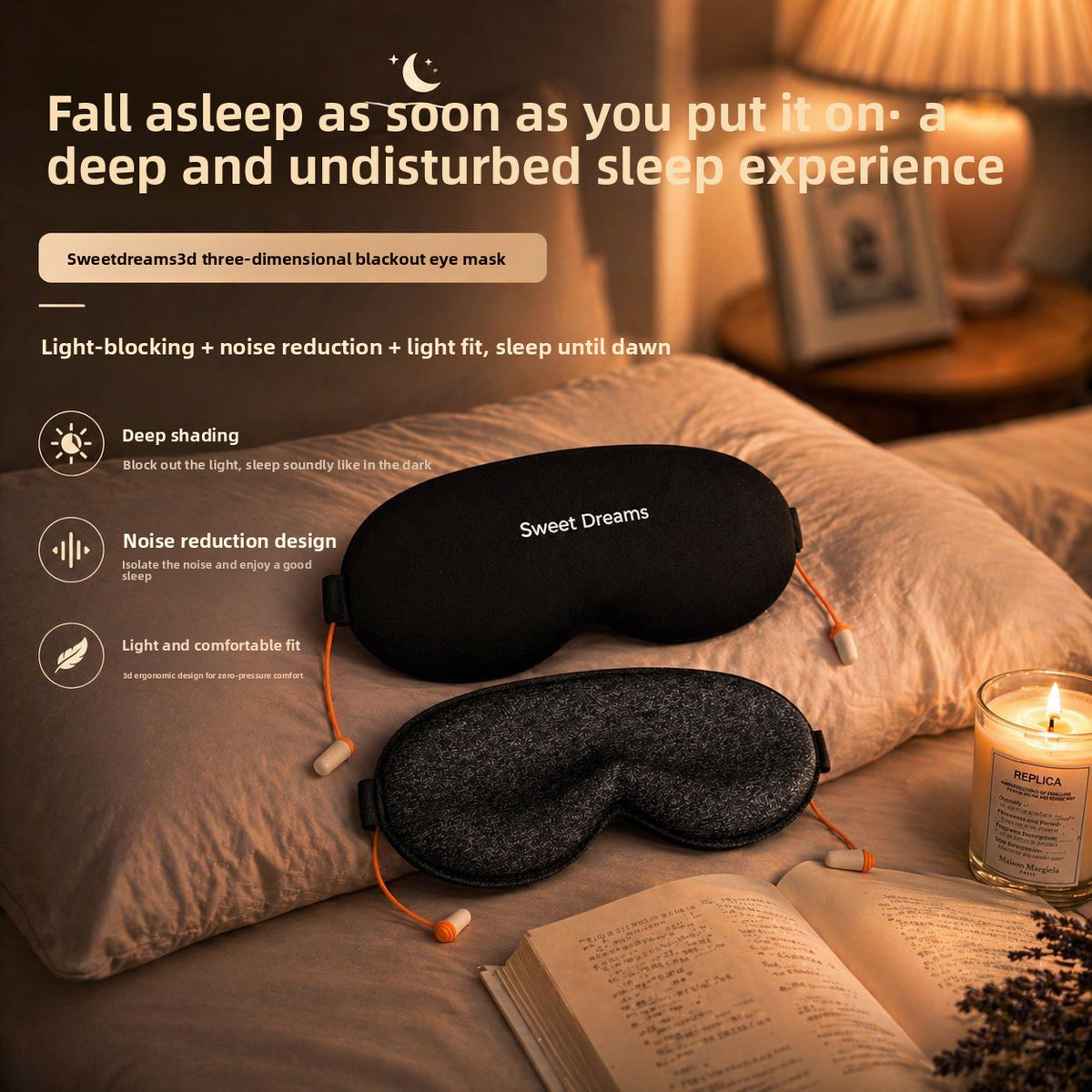 3D Light Blocking Sleep Eye Mask with Earplugs